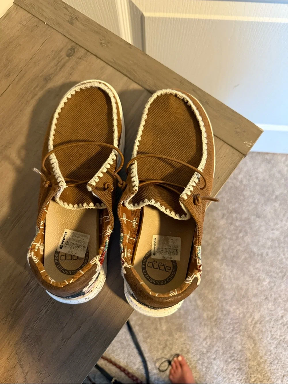 Heydude Wendy Rodeo Tan Brown Aztec Western shoe